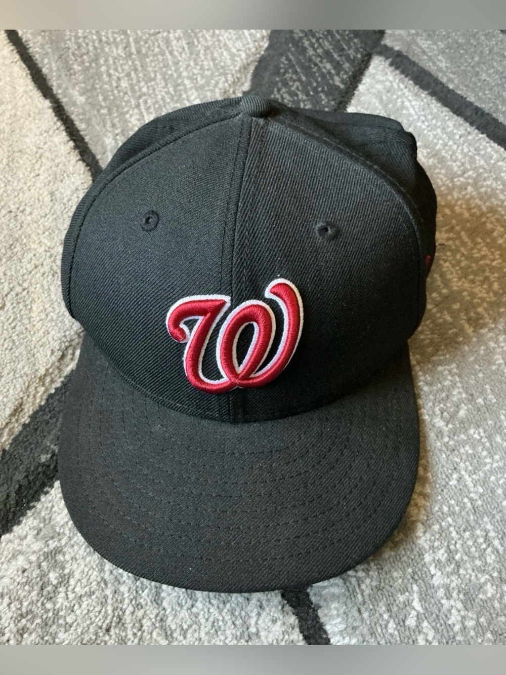 7 5/8 New Era 59Fifty Washington Nationals Black Fitted Baseball Cap Hat